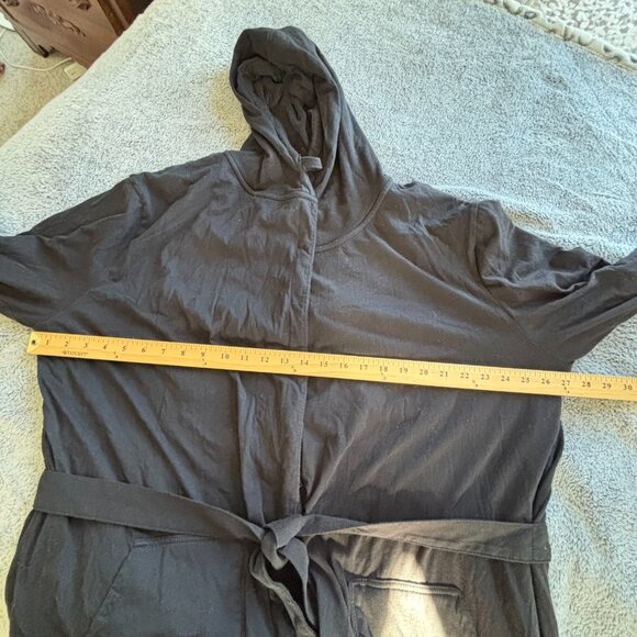 Dude Robe Mens L/XL Black Belted Hooded Terry Lining Loungewear Comfy 19180 - Picture 6 of 14